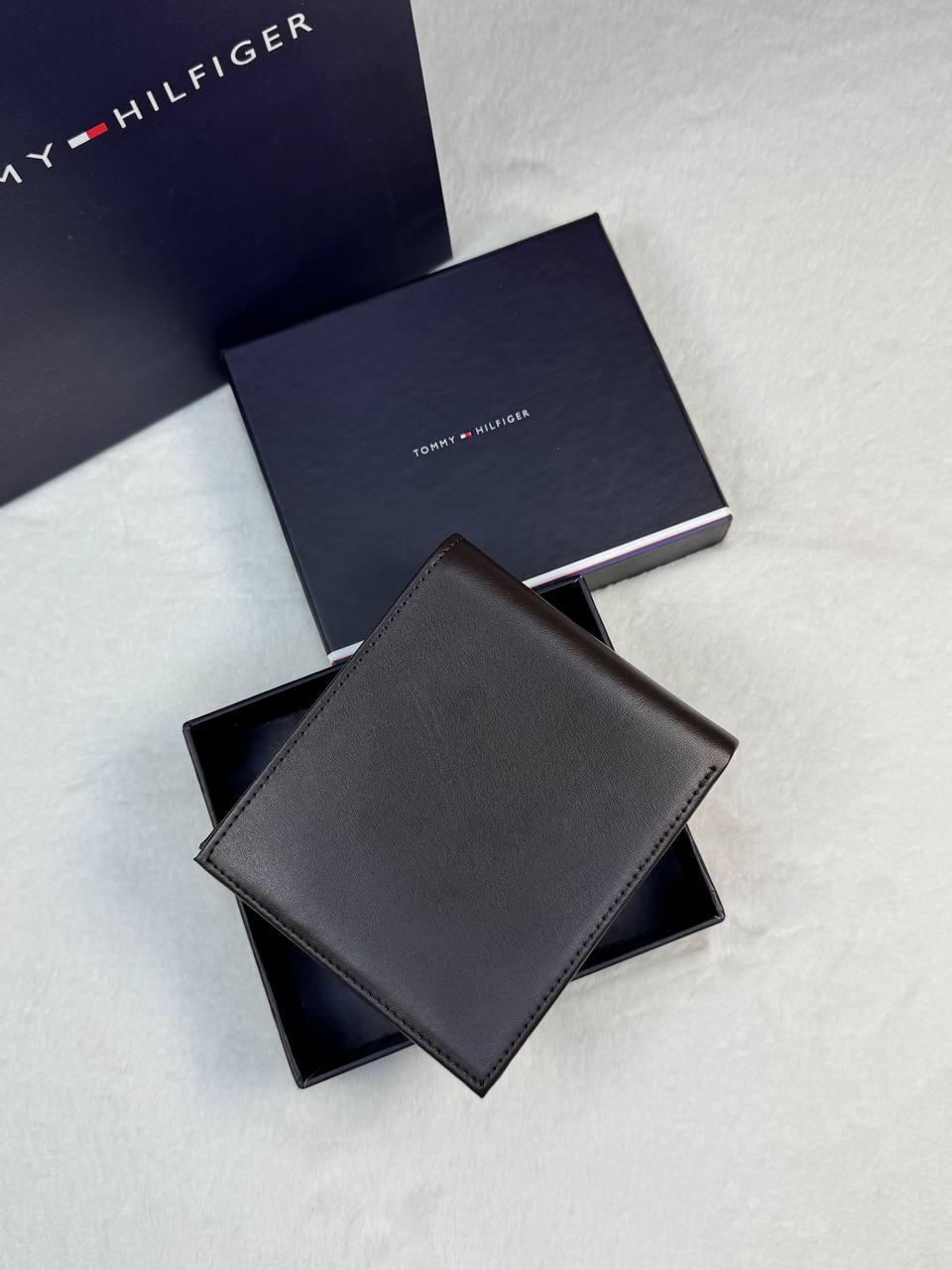 TH Brown Leather Bifold Wallet For Men