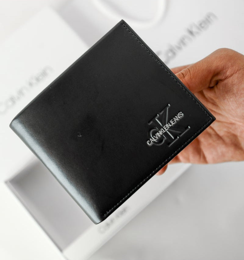CK Black Leather Wallet-Belt Set For Men