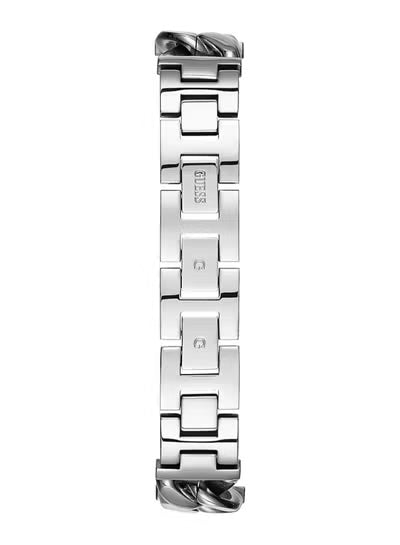 Guess W1030L1 Silver-Tone Crystal-Accented Women’s Watch – White Square Dial, Stainless Steel Bracelet, 28mm Quartz