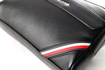 Tommy Hilfiger Polished Black Men’s Pouch With Corner Stripe