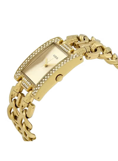Guess W0072L1 Women’s Watch – Gold-Tone Stainless Steel Bracelet & Crystal-Accented Dial | 28mm Rectangle Quartz Elegant Timepiece