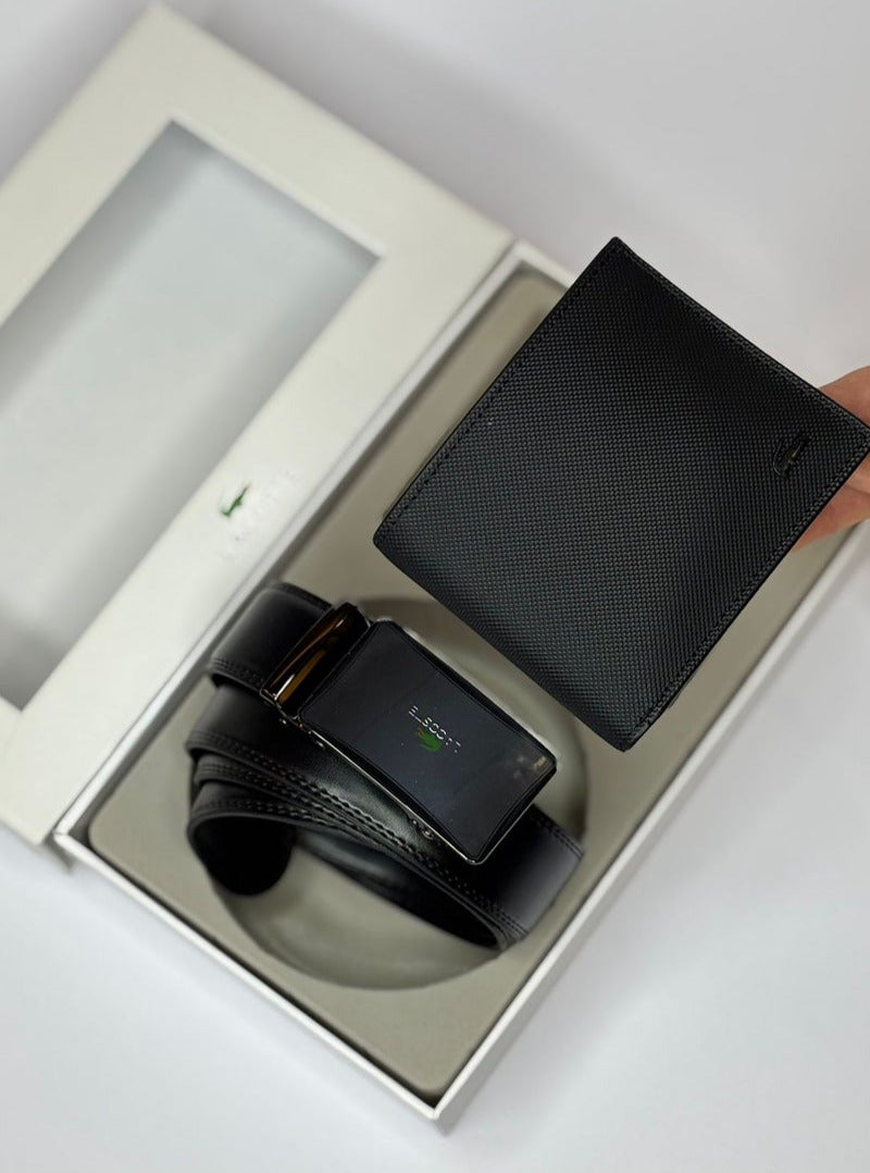 LACOSTE Leather Wallet-Belt Set For Men