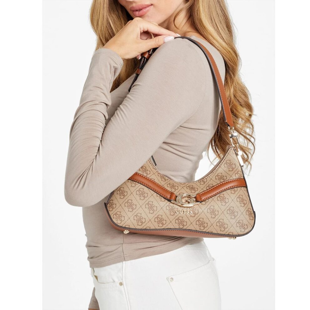 حقيبة كروسبودي نسائية من Guess بشعار جيس لاتيه ، لون بني فاتح ، رقم الموديل Hwsg7993730 Ltl