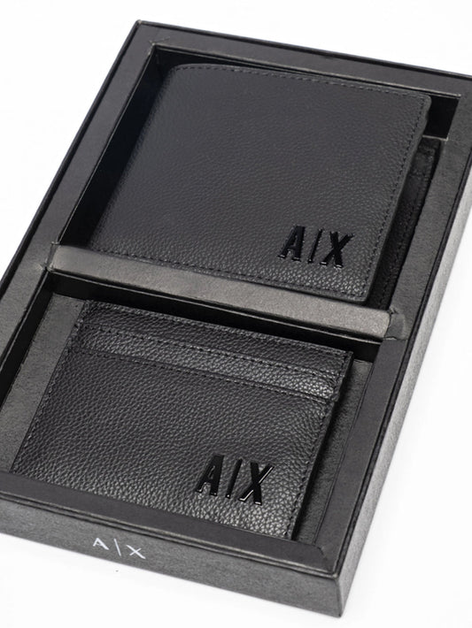 A|X Men's Set: Leather Wallet & Matching Card Holder