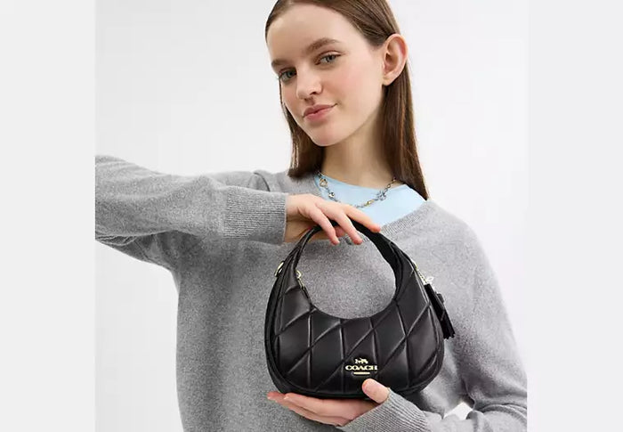 COACH Teri Shoulder Bag in Quilted Black Leather
