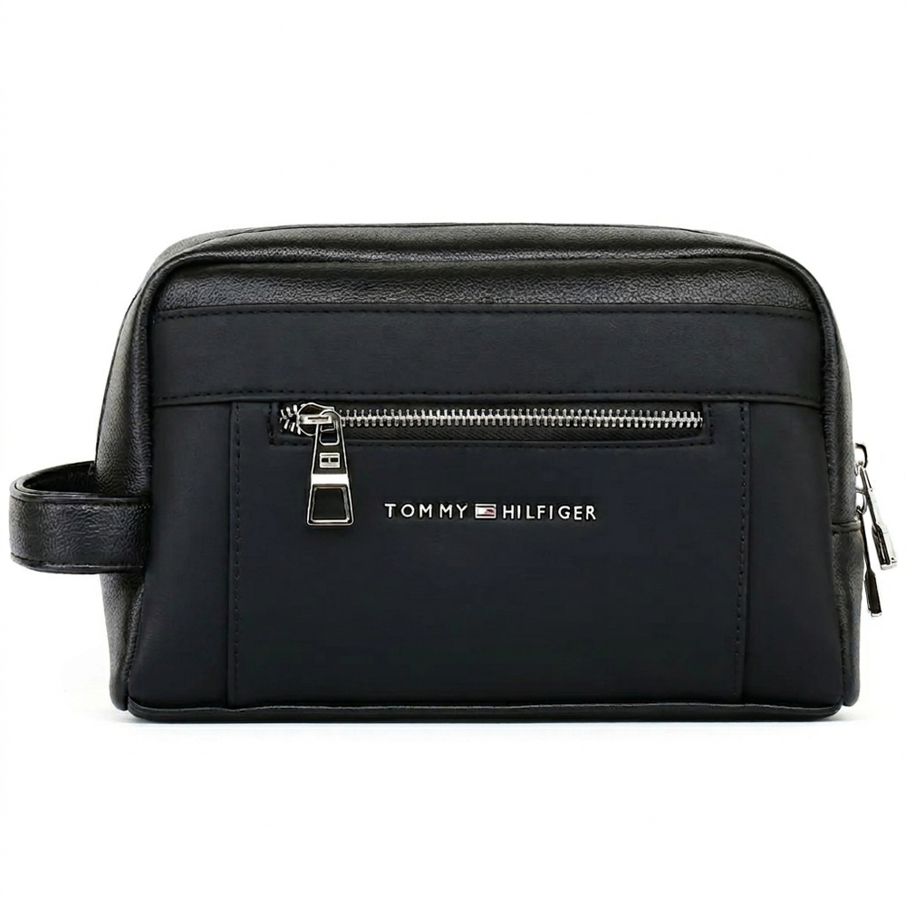 Tommy Hilfiger Black Leather Handbag For Men