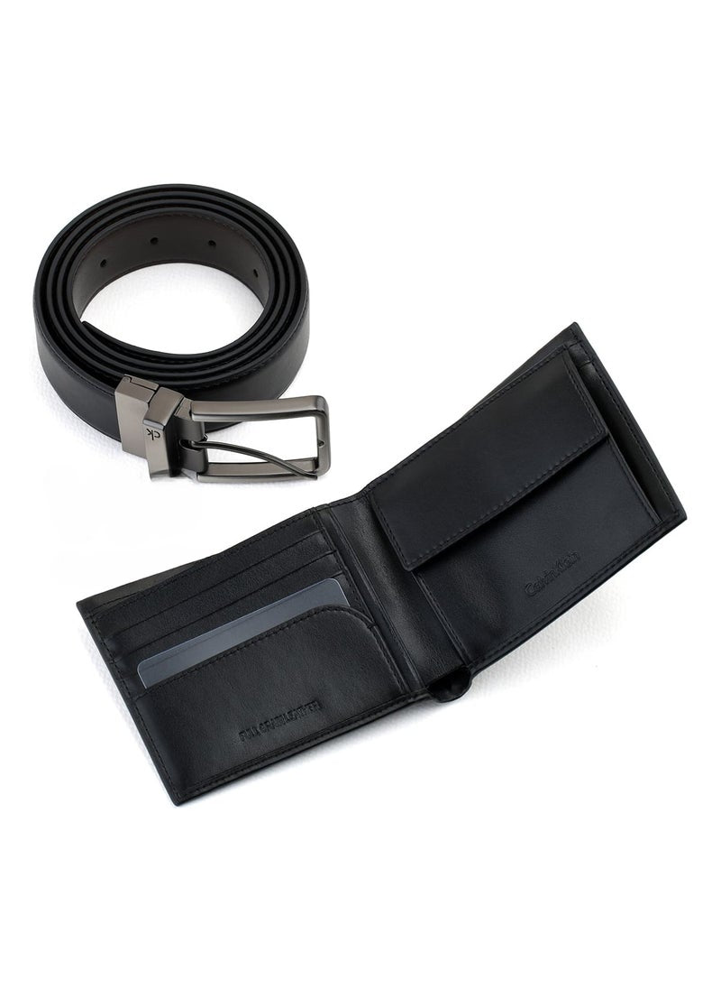 CK Black Leather Wallet-Belt Set For Men