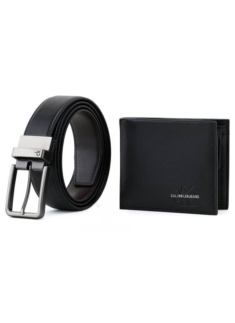 CK Black Leather Wallet-Belt Set For Men