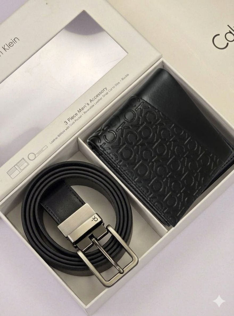 Calvin Klein Men’s Belt & Wallet Gift Set - Matte Black