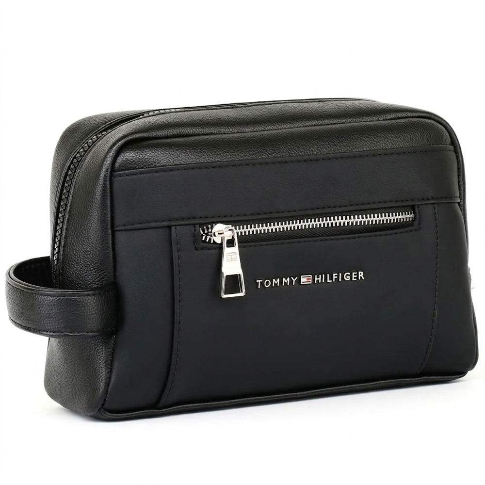 Tommy Hilfiger Black Leather Handbag For Men