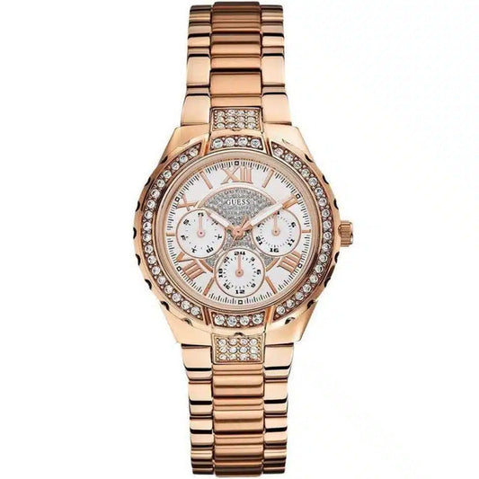 GUESS Viva Women’s Watch W0111L3 – Rose Gold Stainless Steel Strap, White Dial, 36mm, Quartz