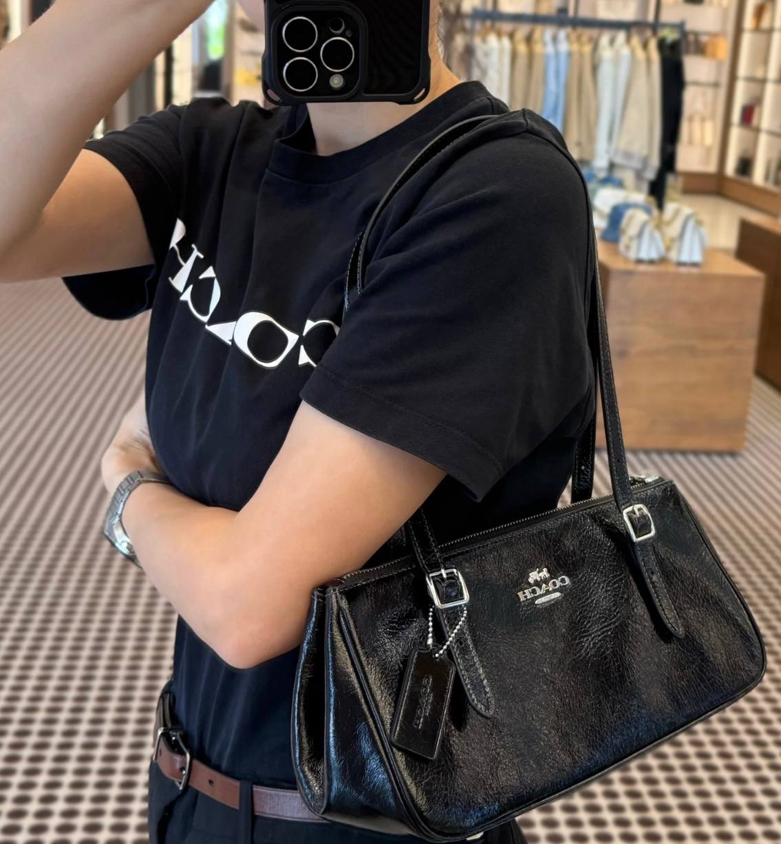 Coach Original Patent Leather Shoulder Bag – Black