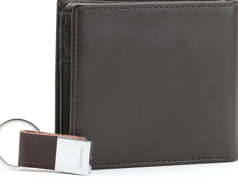 Calvin Klein Men’s 2-Piece Set: Smooth Leather Wallet & Matching Keychain