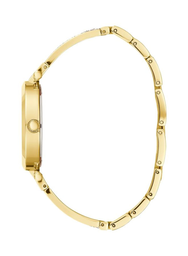GUESS Women’s Aurora W1288L2 Gold-Tone Stainless Steel Watch – Crystal Bracelet & Glitter Dial, 36mm