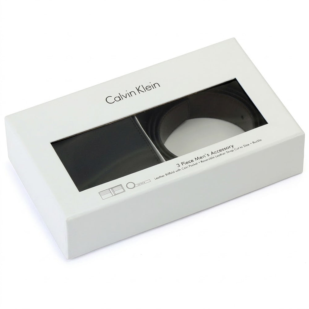 Calvin Klein Men’s Leather Belt & Wallet Gift Set – Black