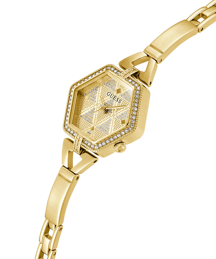 Guess GW0680L2 Women’s Gold Stainless Steel Watch – 28mm Hexagon Analog with Crystal Details