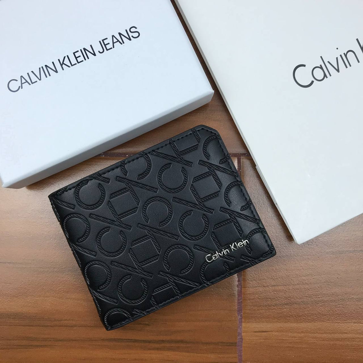 Calvin Klein  All-Over Monogram Black Leather Wallet