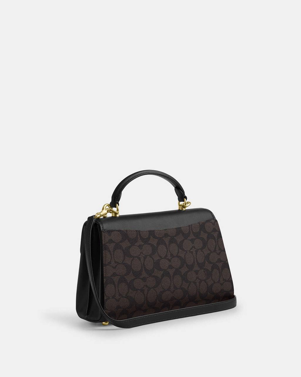 حقيبة "كوتش" (Coach) اليدوية الفاخرة - تصميم Signature Canvas مع قفل معدني ذهبي