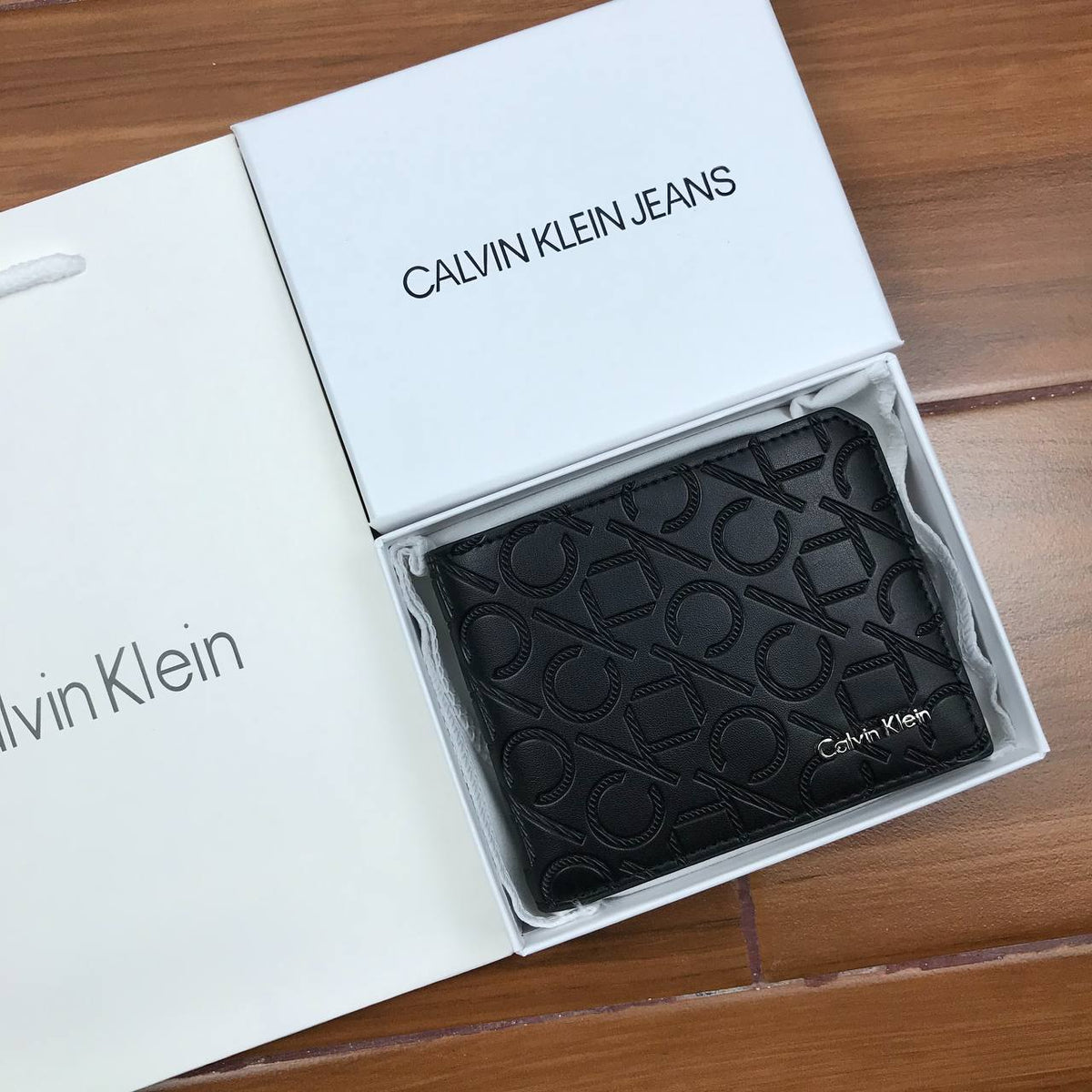 Calvin Klein  All-Over Monogram Black Leather Wallet