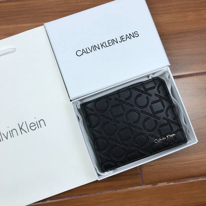 Calvin Klein  All-Over Monogram Black Leather Wallet