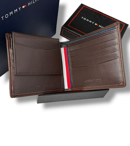 TH Brown Leather Wallet-Belt Set For Men