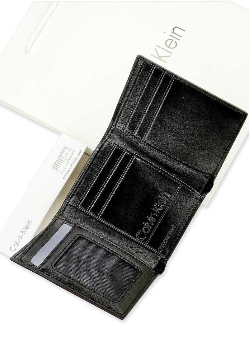 CK Monogram Trifold Black Wallet For Men