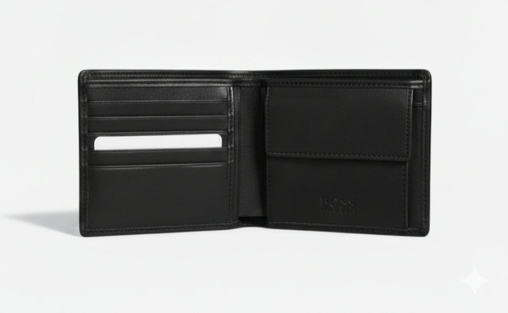 Boss Black Leather Wallet For Men