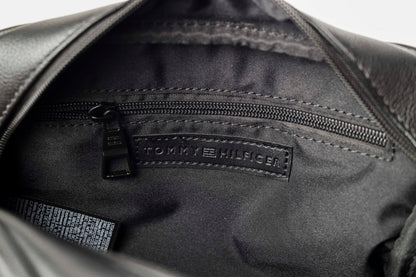 Tommy Hilfiger Polished Black Men’s Pouch With Corner Stripe