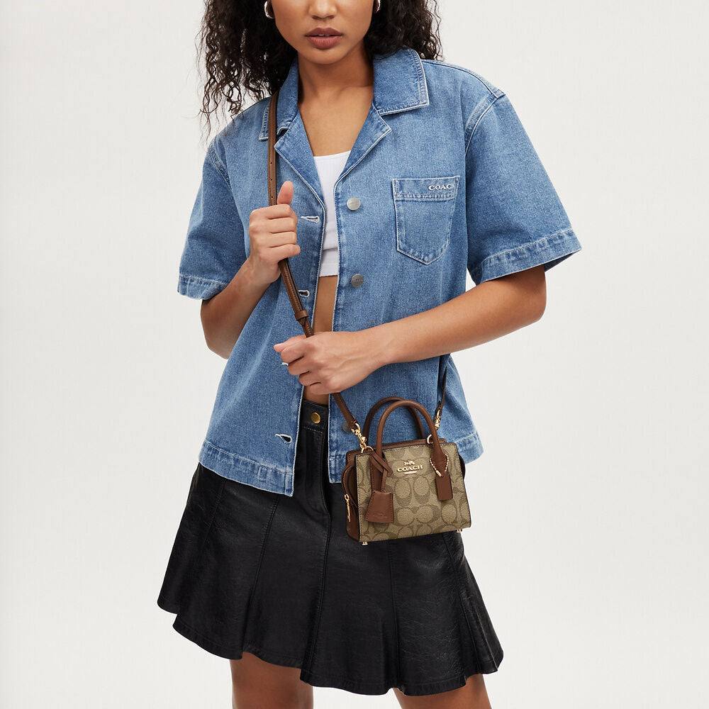 Coach Mini Tote Bag Signature Canvas – Brown(original)