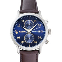 Maserati Epoca Men’s Watch R8871618001 – Blue Dial with Brown Leather Strap