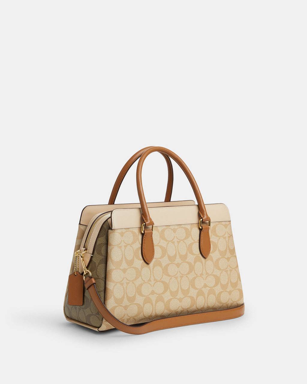 شنطة Coach Signature Satchel – Beige & Tan (original)